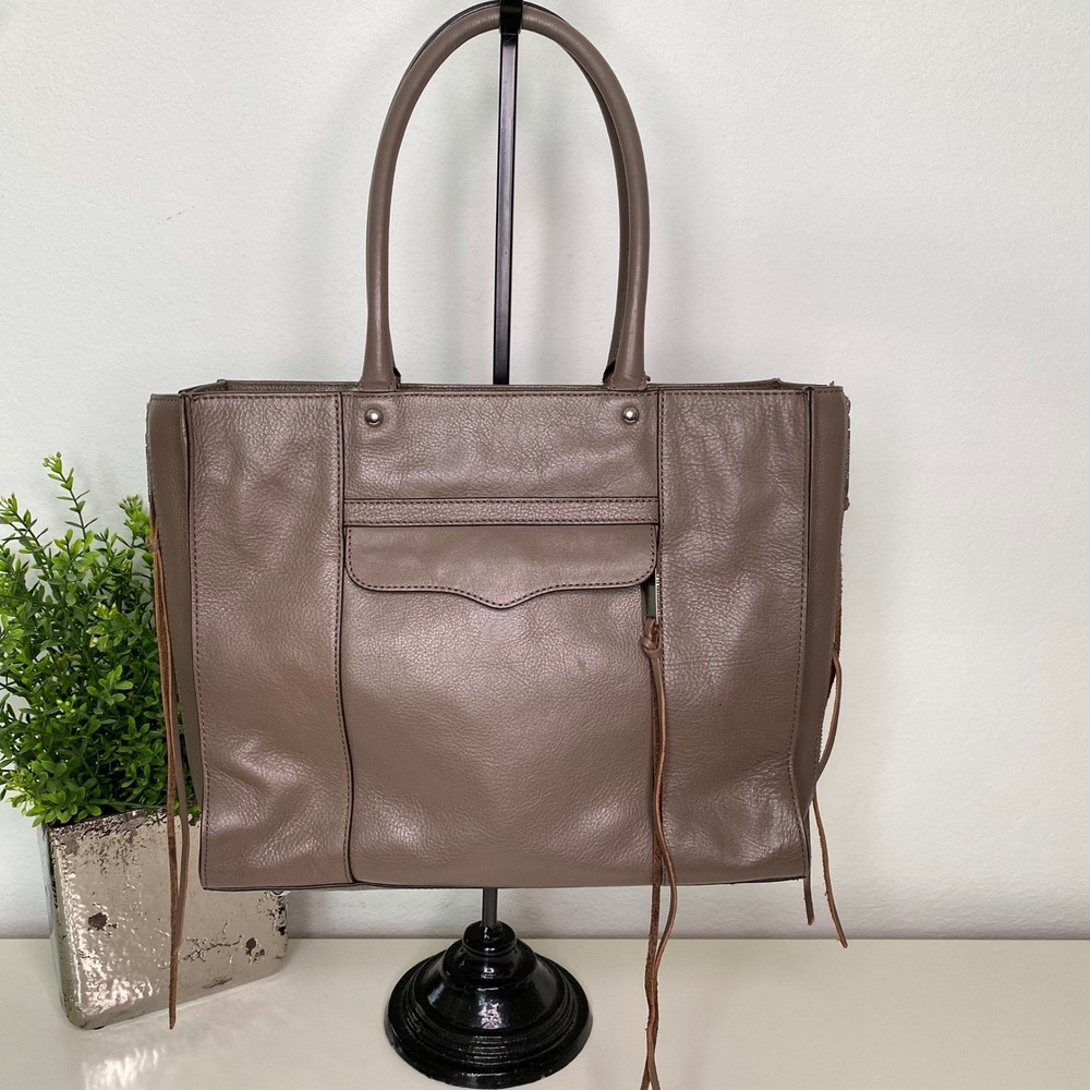 Rebecca Minkoff MAB Tote Bag‎ Taupe Leather Top Handle Shoulder Bag